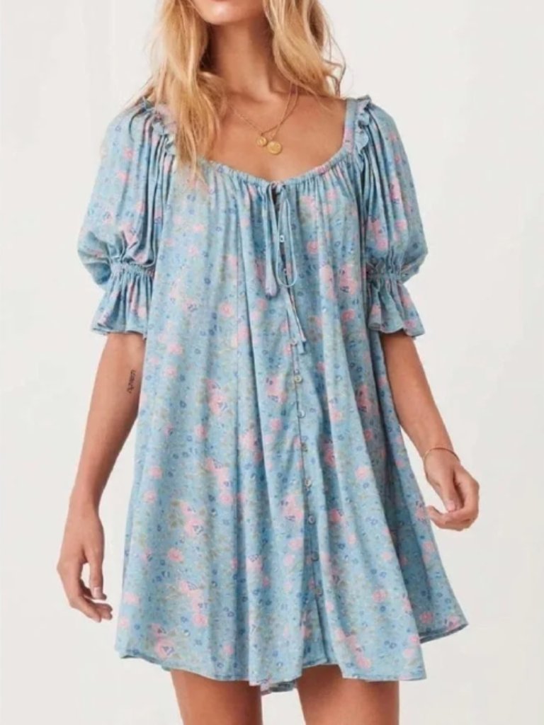 Spell & The Gypsy Dolly Blue Floral Babydoll Mini Dress